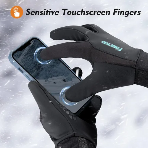 Vista 5 de FREETOO Waterproof Winter Gloves with Fleece Lining for Cold Weather for Men, Windproof Touchscreen Warm Gloves for Snow Running Cycling Driving