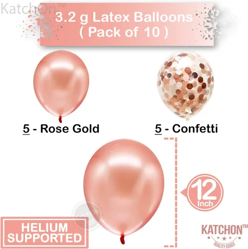 Vista 5 de KatchOn, Globo grande de oro rosa con el número 21, 40 pulgadas, decoraciones de cumpleaños 21 para niñas, globo de oro rosa con globos de confeti