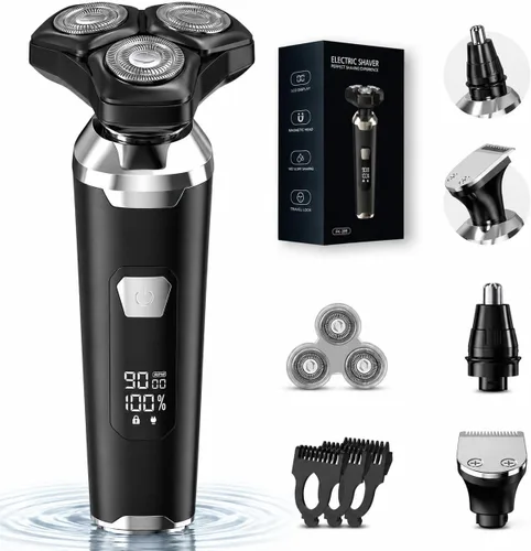 Maquinilla de afeitar eléctrica para hombres: afeitadoras eléctricas 3 en 1 Titanium black