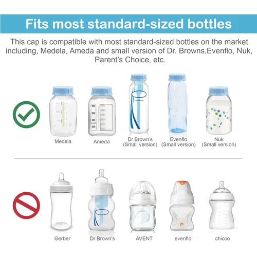Vista 2 de Maymom Tapas sólidas con anillo de sellado para botellas de tamaño estándar, tapas de botellas, compatibles con botellas Medela, Ameda, y Nuk