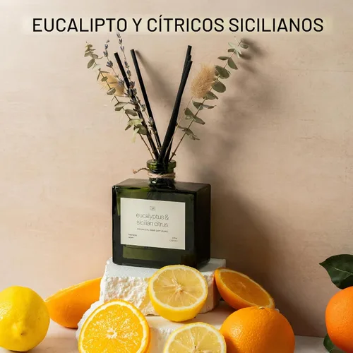 Vista 2 de Craft & Kin Difusor de varillas con flores secas Difusor de varillas de otoño perfumado de cítricos sicilianos y eucalipto de 5 onzas
