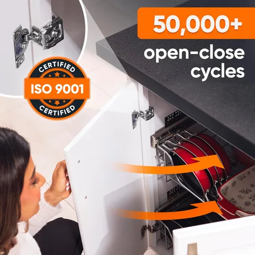 Vista 5 de Decobasics Paquete de 2 bisagras de gabinete de cierre suave, superposición de 1 pulgada para puertas de gabinetes de cocina, bisagras ocultas
