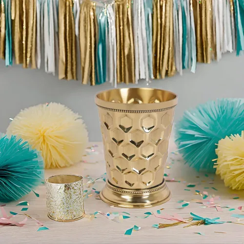 Vista 6 de Tazas de julep de menta para cóctel Bourbon Moscow Mule Classic con borde de cuentas, hechas por Soild Brass Capacity-12 onzas (diamante, 1)