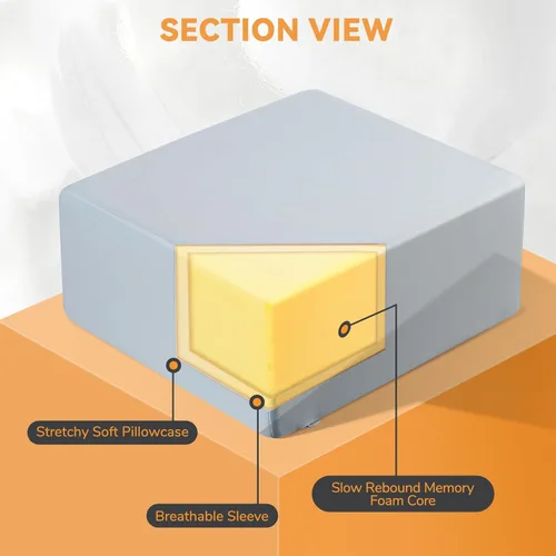Vista 2 de TOPPURE Almohada de espuma viscoelástica con forma de cubo para dormir de lado, almohadas cuadradas para aliviar el dolor de cuello y hombros