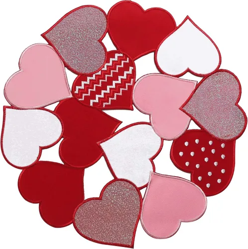 Vista 11 de OWENIE Caminos de mesa para el día de San Valentín, centros de mesa de San Valentín, 13 x 36 pulgadas, decoración de mesa roja bordada con corazón