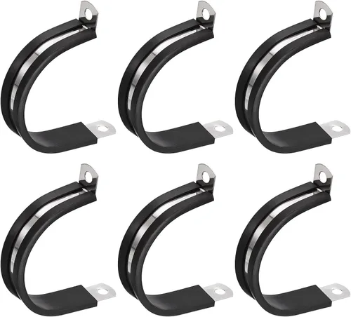 Vista 32 de uxcell Abrazadera de tubo de acero inoxidable en forma de R de 1-1/2 pulgadas (1.496 in) con aislamiento acolchado de goma