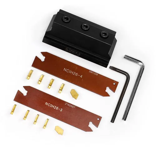 Vista 3 de OSCARBIDE Bloque de autobloqueo SLTBN19-5 de 3/4 "con cuchilla ajustable NCIH26-3, hoja NCIH26-4, estaño recubierto 5 piezas de insertos de carburo