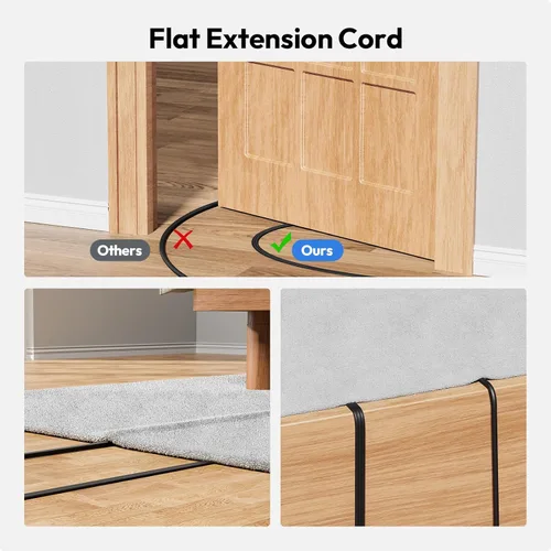 Vista 5 de NTONPOWER - Tira de alimentación de enchufe plano con puertos USB, estación de carga de escritorio para mesita de noche con cable de extensión de 5