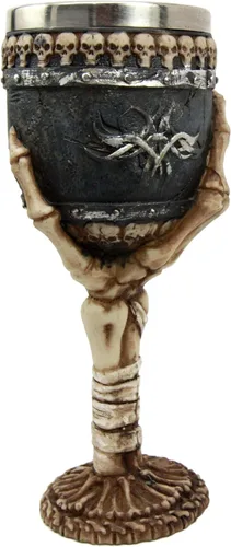 Vista 2 de Atlantic Coleccionables Cementerio Osario Esquelético Mano Agarrando 6oz Copa de Cáliz de Vino
