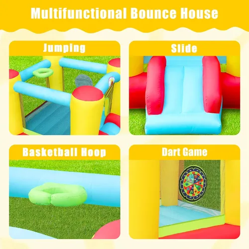 Vista 4 de WELLFUNTIME - Castillo hinchable con tobogán, castillo para saltar para niños con soplador, castillo hinchable de 100x77x63 Pulgadas