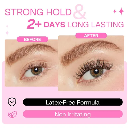 Vista 4 de CALAILIS - Pegamento para pestañas, pegamento para pestañas en racimo, pegamento para extensión de pestañas, unión súper fuerte de 48 horas