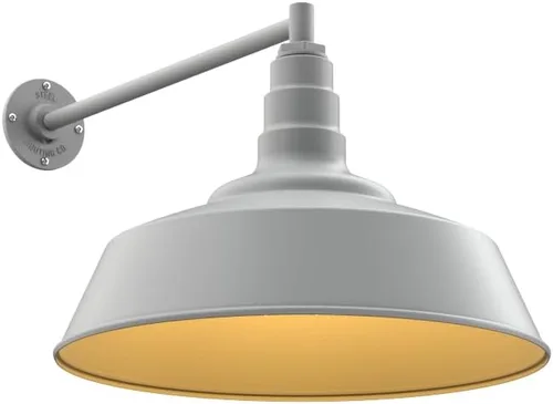 Vista 33 de Steel Lighting Co. Redondo - Luz de granero Montaje en pared al aire libre Cúpula de 20 pulgadas Cuello de cisne de 16 pulgadas Luz grande