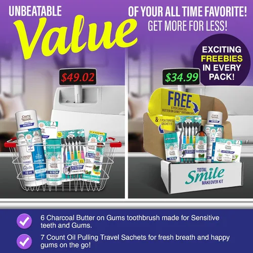 Vista 7 de Kit de Transformación Total de Sonrisa GuruNanda con Carbón Activado con Aceite de Coco y Menta para Oil Pulling, Enjuague Bucal Blanqueador