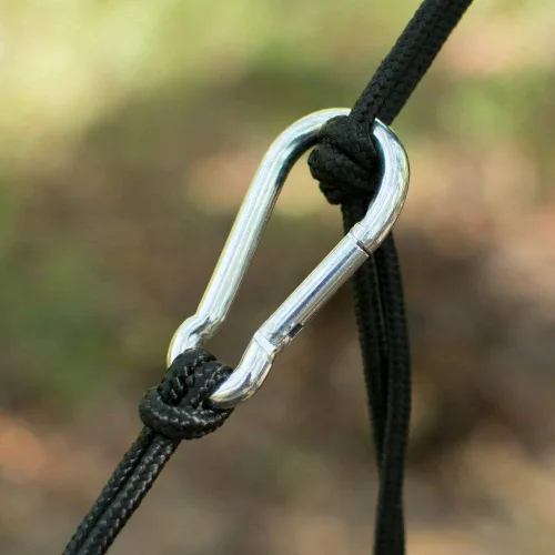 Vista 4 de Fox Outfitters Neolite - Hamaca doble para campamento, ligera, portátil, de nailon, para mochileros, viajes, playa, patio, correas de hamaca y Gris