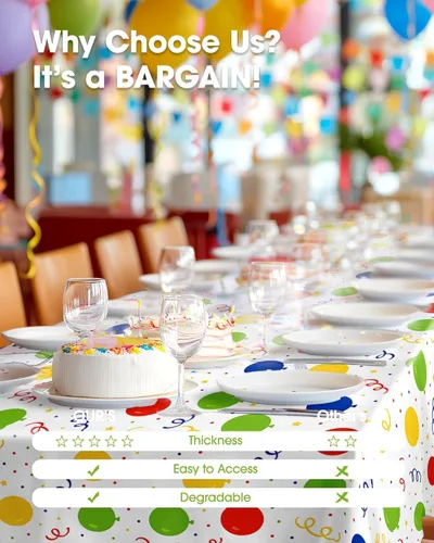 Vista 6 de Pureegg Juego de 10 manteles de plástico desechables, 54 x 108 pulgadas, para fiestas de cumpleaños, picnic, manteles blancos, rectangulares