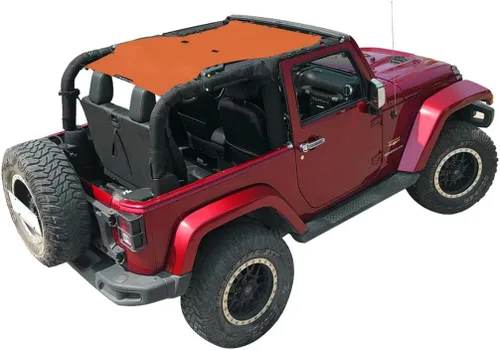Vista 82 de Shadeidea - Parasol para vehículo Jeep Wrangler JK (2007-2018) de 2 puertas, delantero y trasero, pantalla de malla color negro, cubierta