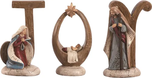 Transpac Juego de 3 adornos de Navidad multicolor de 6.25 pulgadas, decoración de resina para decoración navideña de mesa, multicolor