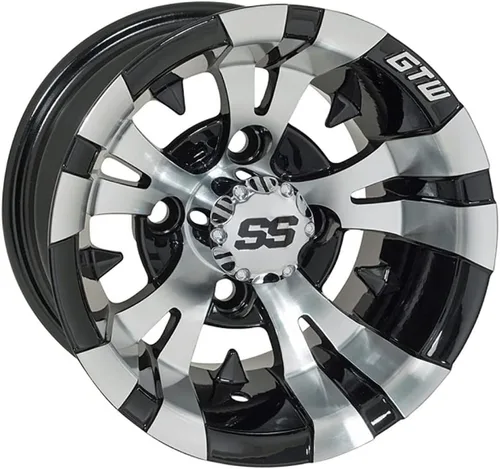 Vista 5 de GTW Combo de ruedas y neumáticos para carrito de golf de 14 pulgadas GTW Vampire mecanizadas/ruedas negras en neumáticos Predator todo terreno