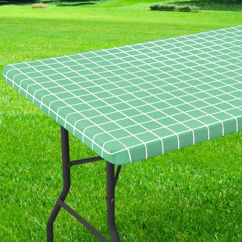 Vista 44 de Mantel rectangular, manteles de plástico elásticos ajustables con parte trasera de franela para mesas de 4 pies, manteles de vinilo impermeables