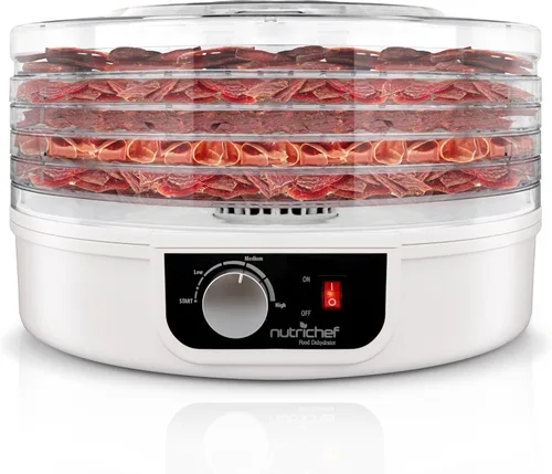 Vista 10 de NutriChef Deshidratador eléctrico de alimentos para encimera, conservador profesional de alimentos de varios niveles, deshidrata pescado, carnes