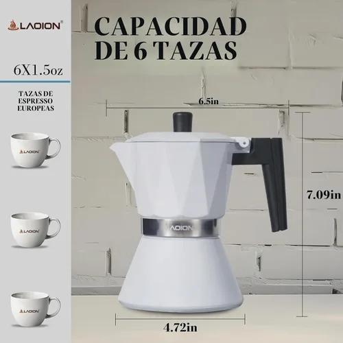 Vista 2 de LAOION Olla de Moka, Cafetera de Espresso de 6 Tazas, Cafetera de Espresso de 300ml Portátil para Estufa, Cafetera Percoladora Compatible con Placas