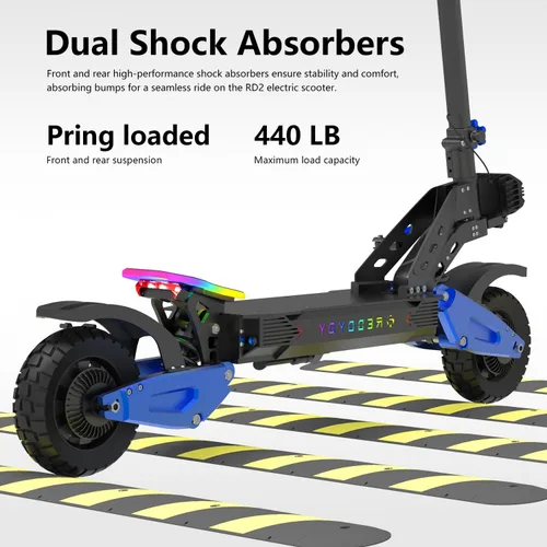 Vista 7 de RD2 Scooter eléctrico todoterreno de doble motor para adultos, 50 MPH, rango de 55 millas, pico de 5000 W, neumáticos de 10.5 pulgadas, certificado