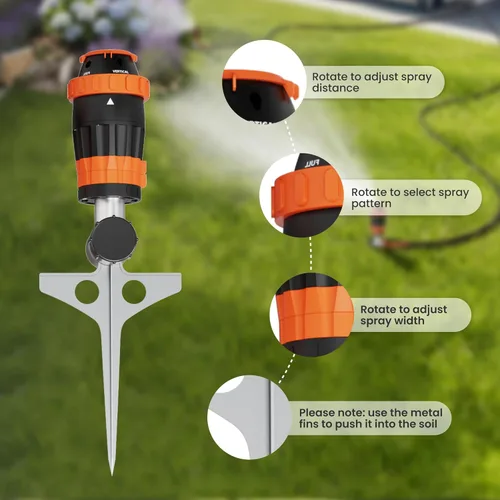 Vista 7 de Giraffe Tools - Manguera de jardín de 100 pies x 5/8 pulgadas, resistente, flexible y ligera, con temporizador, boquilla y aspersor