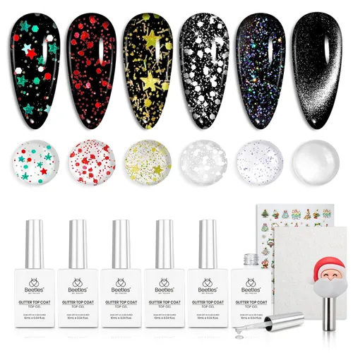 Vista 12 de Beetles Juego de esmaltes de uñas de gel de otoño, 6 colores, borgoña, rojo, naranja, amarillo, marrón, kit para uñas hojas de otoño