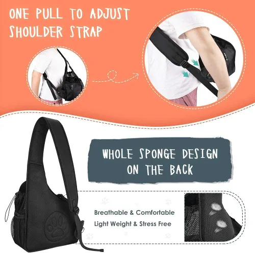 Vista 5 de Lukovee Eslingas para perros pequeños, soporte inferior duro y correa acolchada ajustable suave para perros, bolso para perros con cierre de botón
