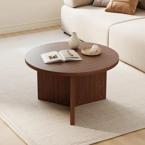 Vista 11 de Luoxiao Mesa de Centro de 27.5'' para Espacios Pequeños, Mesa Moderna Minimalista para Sala de Estar, Mesa Auxiliar Redonda Pequeña Duradera y Negro