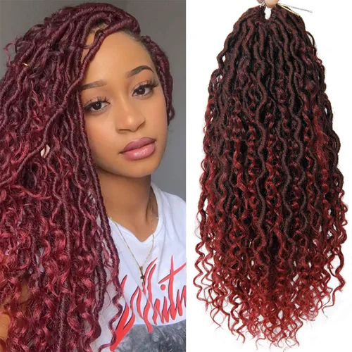 Vista 30 de Goddess Locs - Rastas de cabello corto rizado bohemio sintético de 10 pulgadas, paquete de 8 paquetes de trenzas de ganchillo preenrolladas