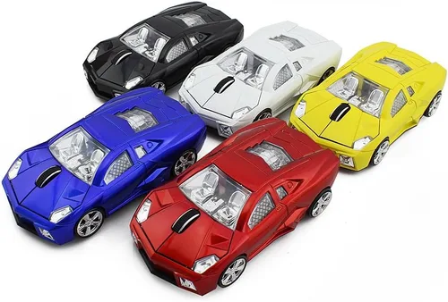 Vista 7 de Ratón inalámbrico para coche deportivo Ratones de computadora Superficie brillante 2.4GHz Ratón inalámbrico (amarillo)