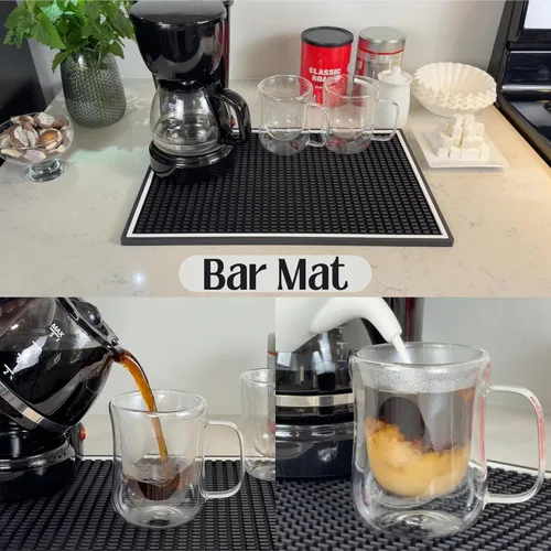 Vista 4 de Alfombrillas de bar para encimera con marco blanco, alfombrilla de café de silicona premium de 18x12 pulgadas, protector de almohadilla resistente