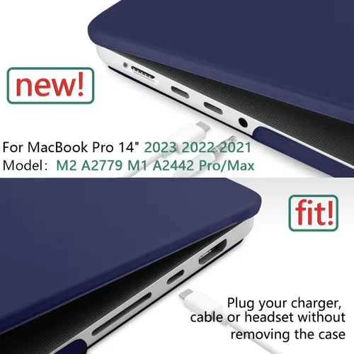 Vista 2 de MEEgoodo Funda para MacBook Pro M3 de 14 pulgadas 2023 2021 A2918 A2992 A2779 A2442 M2 M1 ProMax con Touch ID, funda rígida para laptop con cubierta