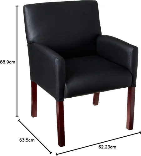 Vista 13 de Boss Office Products Caja de Recepción Silla Brazo con Acabado Caoba en Negro, 25"D x 24.5"W x 35"H