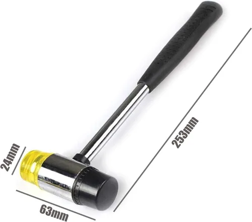 Vista 2 de Mazo de goma que no deja marcas, martillo de acero con mango de goma antideslizante para proyectos de bricolaje, manualidades, carpintería e
