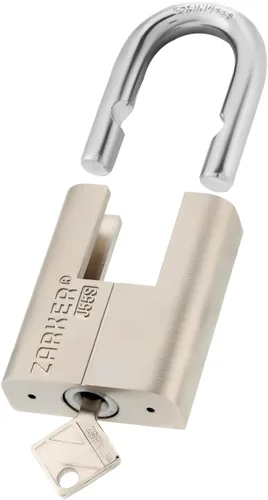 Vista 9 de J55S candado con llave, cerradura de grillete de acero inoxidable resistente, almacenamiento impermeable y a prueba de óxido, almacenes, garaje