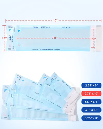 Vista 3 de JMU Bolsas de esterilización autosellantes 2.75 "x 10", 2000/caja (10 cajas)