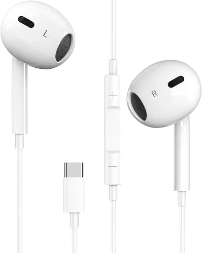 Vista 9 de Auriculares USB C, paquete de 2 auriculares tipo C con cable con micrófono y control de volumen, cancelación de ruido para iPhone 15/16/17, iPad