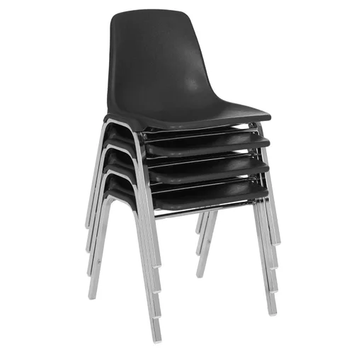 Vista 4 de OEF Furnishings OEF8110/2 Silla apilable de polipropileno de grado comercial (negro, paquete de 2)