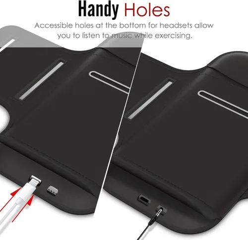 Vista 3 de MoKo Brazalete para teléfono, resistente al agua, con soporte para llaves, banda ajustable compatible con iPhone 11, 11 Pro Max, Xs Max, Xr, 8 Plus