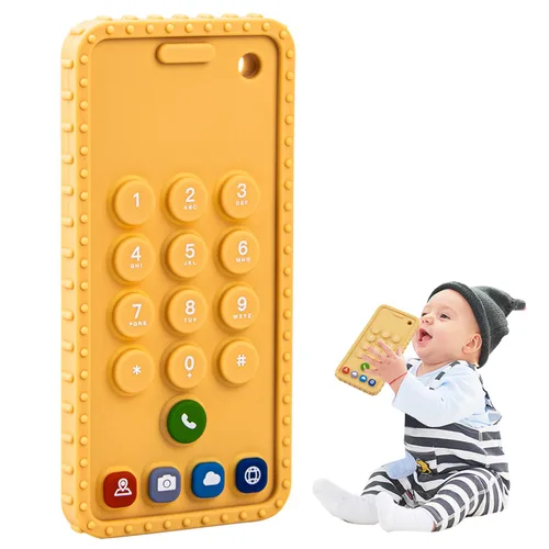 Vista 7 de Juguetes de dentición para teléfonos de bebé para 0-3, 0-6, 6-12 meses Mordedores de teléfono celular de silicona suave para bebés