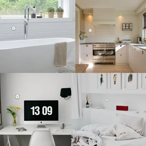Vista 6 de PATIKIL Reloj de ducha impermeable, paquete de 2 mini relojes de pared silenciosos sin tictac con ventosa para baño, cocina, decoración del hogar