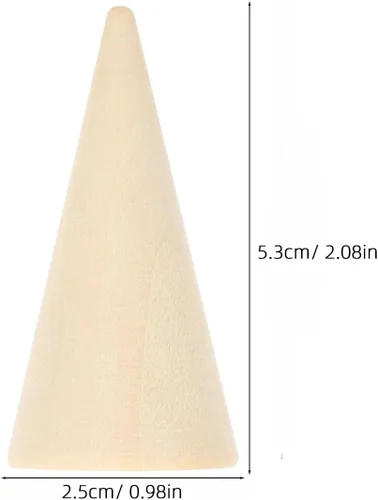 Vista 5 de EXCEART Cono de madera sin pintar, 10 unids 1.0x2.0 in Cono de artesanía de madera DIY y sin pintar ornamento para pintar anillo titular joyería