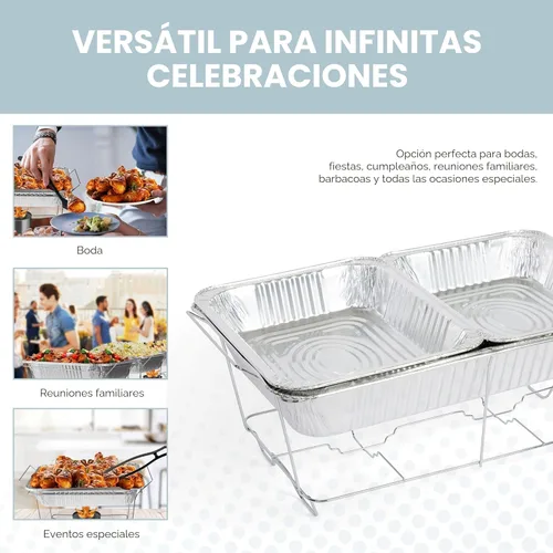 Vista 5 de Buffet desechable grande de tamaño completo de 33 piezas con fundas, utensilios, latas de combustible, juego de platos de alta calidad para eventos