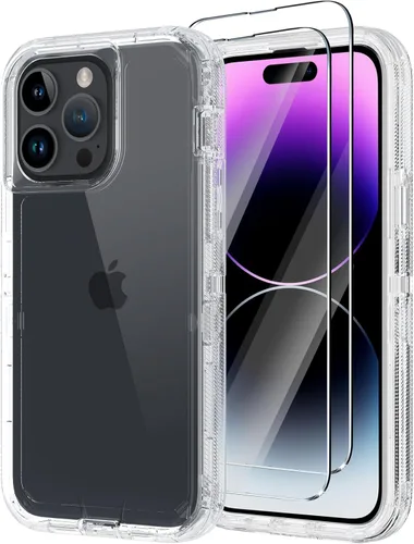 Vista 19 de Annymall Funda para iPhone 14 Pro Max con 2 protectores de pantalla, resistente de servicio pesado a prueba de golpes, protección contra caídas