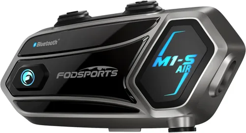 Fodsports M1-S Air - Auriculares Bluetooth para motocicleta con compartición de música, intercomunicador de 4 vías para moto, sistema de