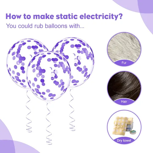 Vista 7 de Juego de 60 globos de color morado cromado metálico, globos de confeti lila y morado oscuro de 12 pulgadas para Halloween, cumpleaños, despedida