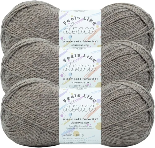 Vista 13 de Lion Brand Yarn Feels Like alpaca, hilo suave para tejer, borgoña, 1 paquete