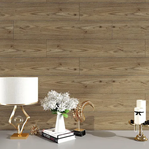Vista 7 de VEELIKE Azulejos de vinilo de madera de roble marrón de 6 x 36 pulgadas, azulejos de vinilo para despegar y pegar, azulejos de vinilo impermeables